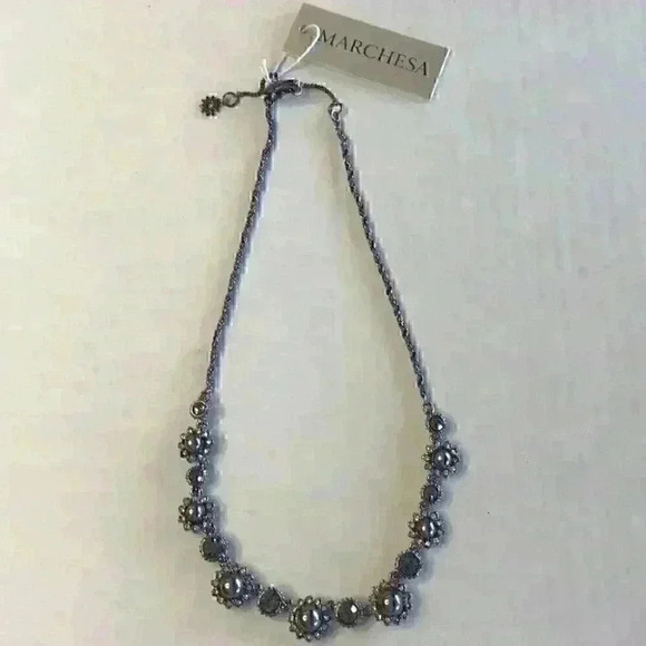 Marchesa new Hematite Tone Crystal pearl and stone - Picture 2 of 8